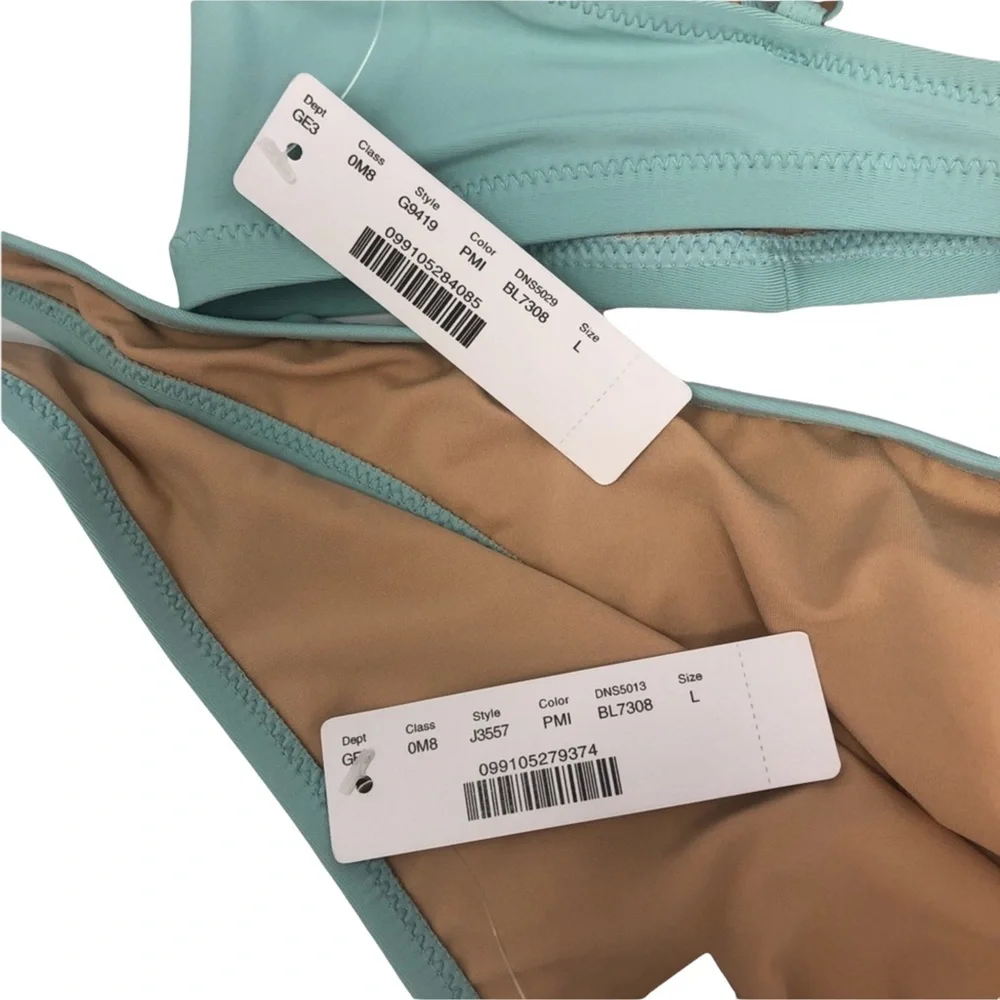 J. Crew Ruffle 1989 High-leg Bikini in Pale Mint Size Large NWT